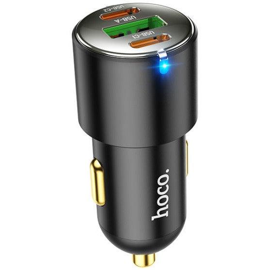 Hoco 3A USB/USB-C Auto Snellader 45W met PD en QC 3.0 Zwart