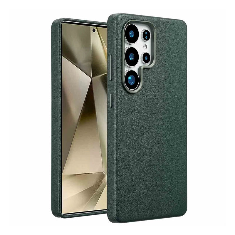 Luxe Echt Leren Samsung Backcover - Cedar Green