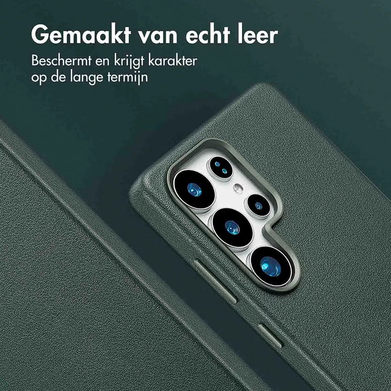 Luxe Echt Leren Samsung Backcover - Cedar Green