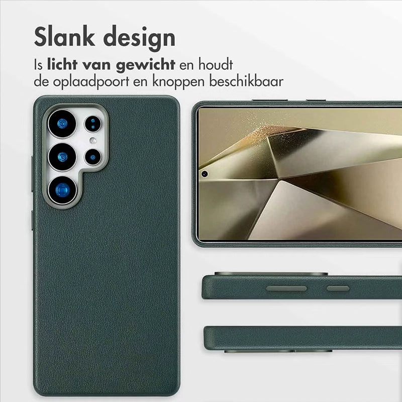 Luxe Echt Leren Samsung Backcover - Cedar Green