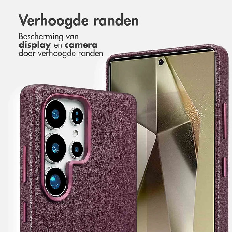 Luxe Echt Leren Samsung Backcover - Heath Purple