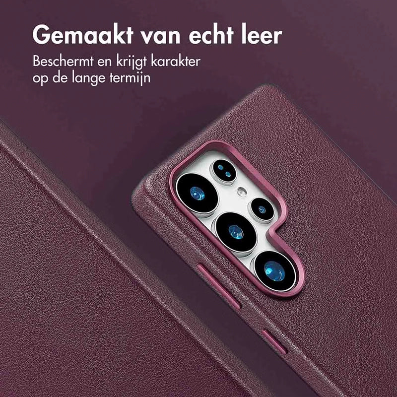 Luxe Echt Leren Samsung Backcover - Heath Purple