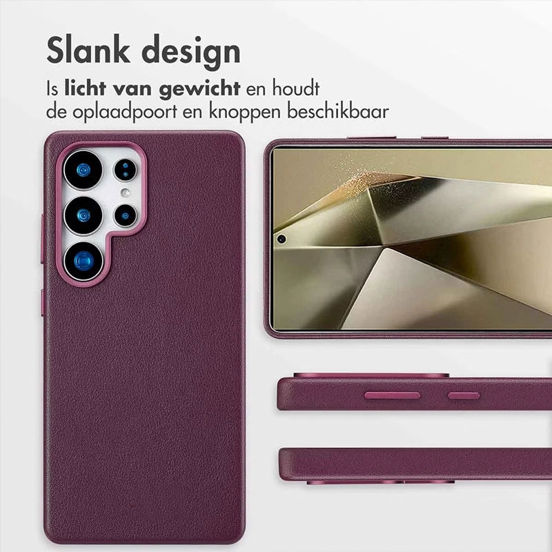 Luxe Echt Leren Samsung Backcover - Heath Purple