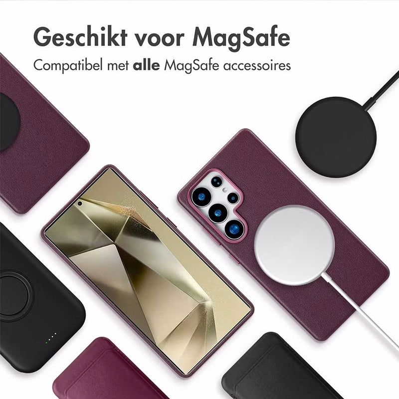 Luxe Echt Leren Samsung Backcover - Heath Purple