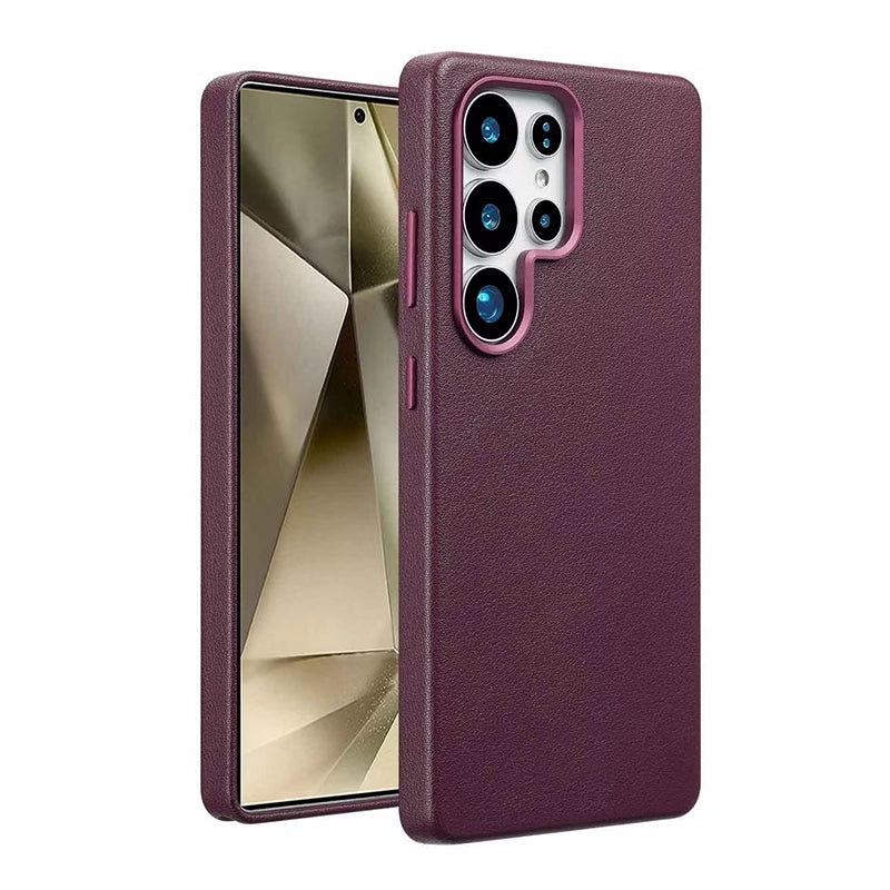 Luxe Echt Leren Samsung Backcover - Heath Purple