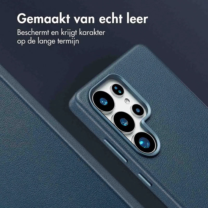 Luxe Echt Leren Samsung Backcover - Nightfall Blue