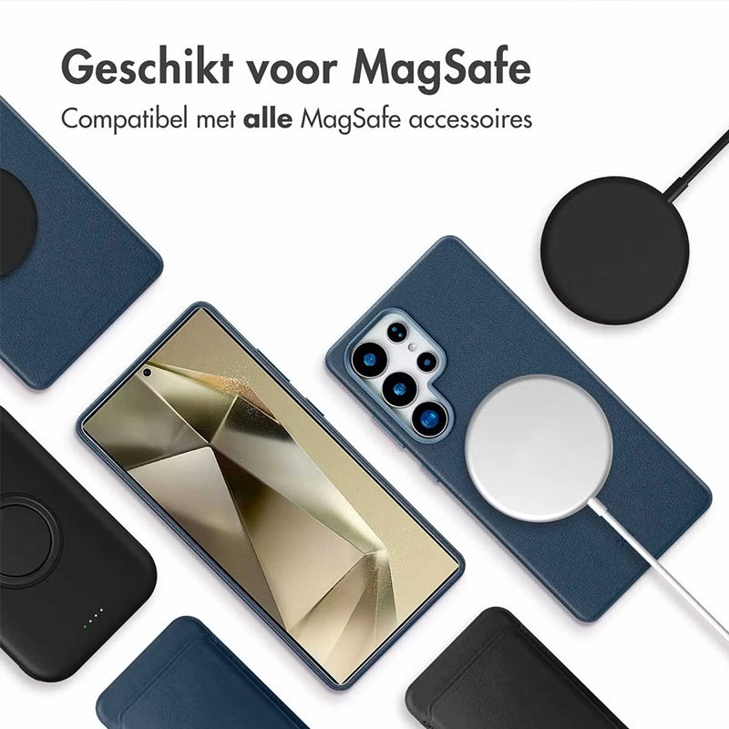 Luxe Echt Leren Samsung Backcover - Nightfall Blue