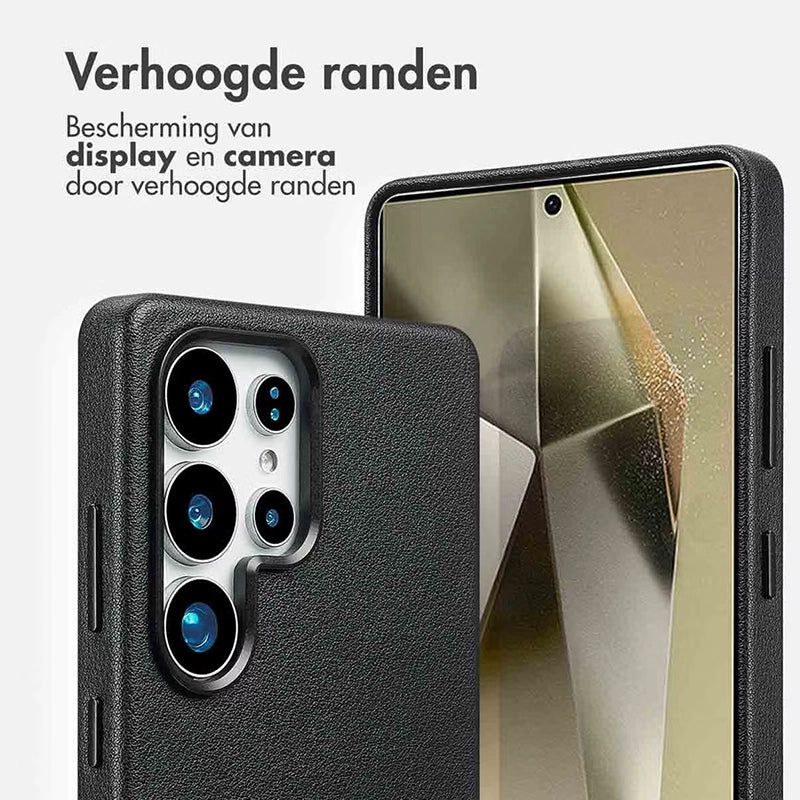 Luxe Echt Leren Samsung Backcover - Onyx Black