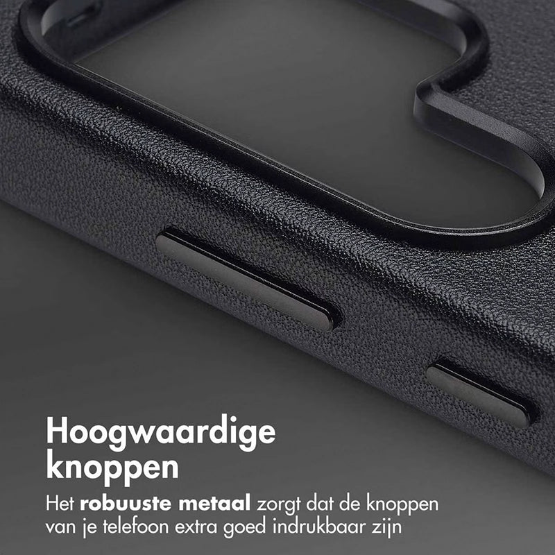 Luxe Echt Leren Samsung Backcover - Onyx Black