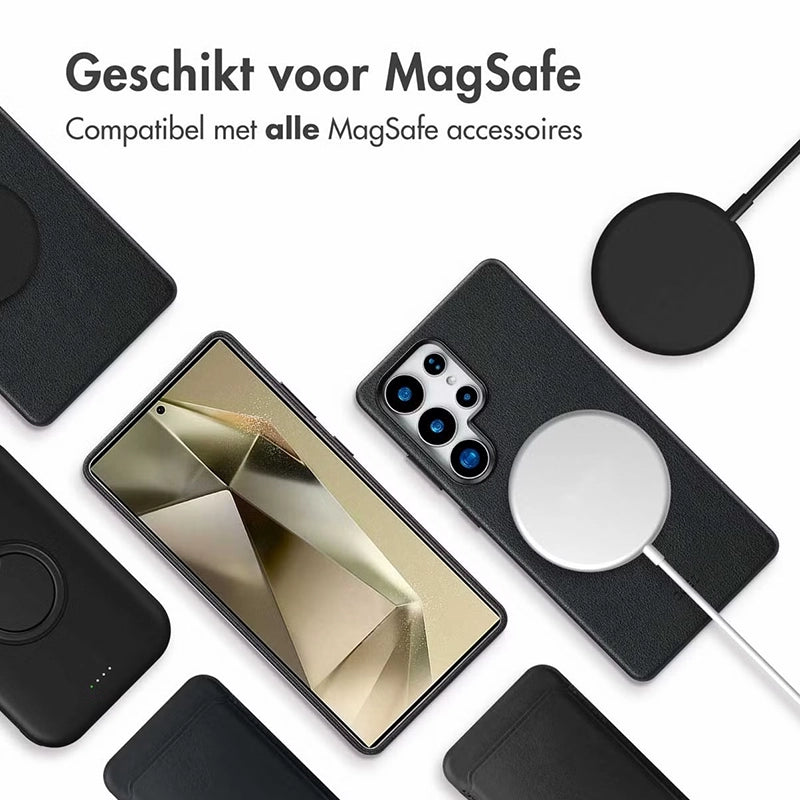 Luxe Echt Leren Samsung Backcover - Onyx Black