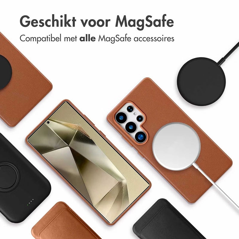 Luxe Echt Leren Samsung Backcover - Sienna Brown