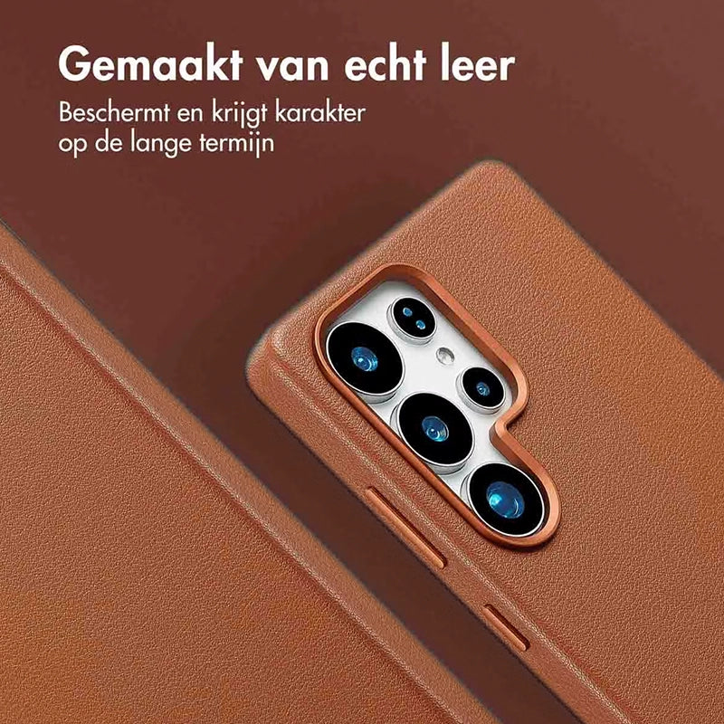 Luxe Echt Leren Samsung Backcover - Sienna Brown