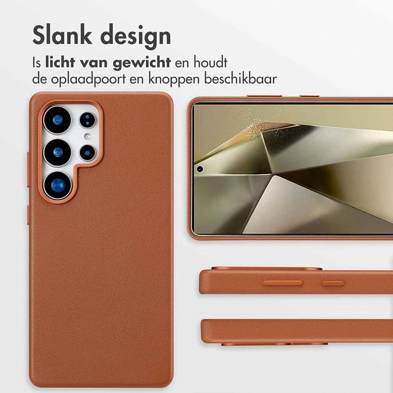 Luxe Echt Leren Samsung Backcover - Sienna Brown