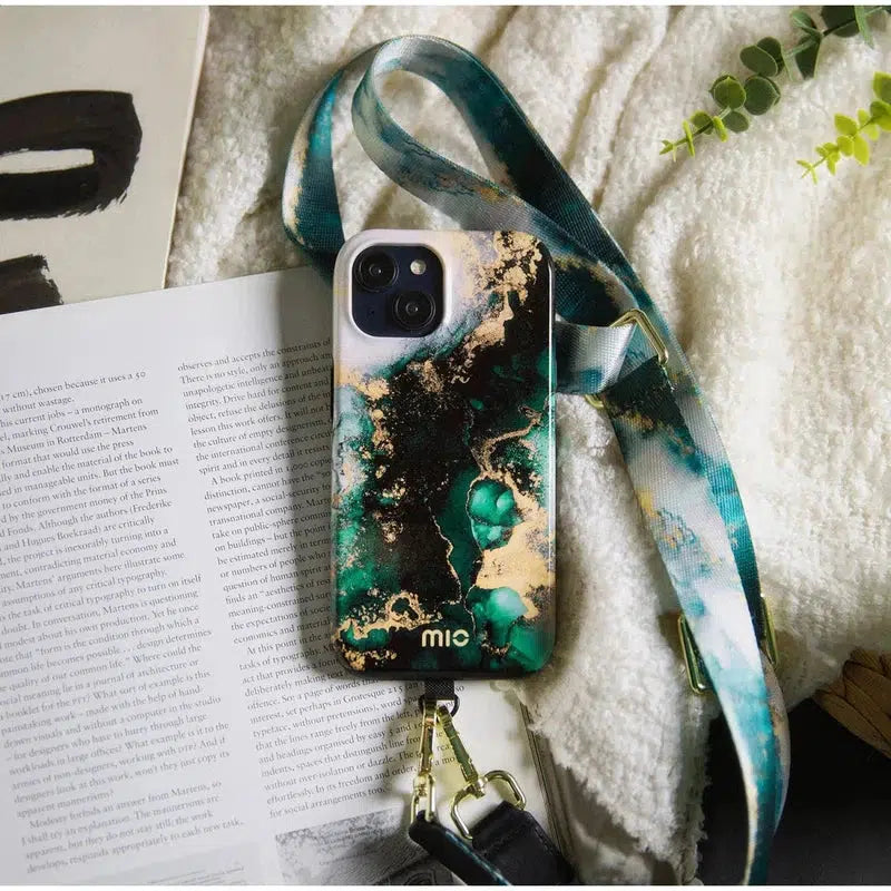 MIO Lanyard Universeel Nylon Telefoonkoord / Telefoonketting Green Marble