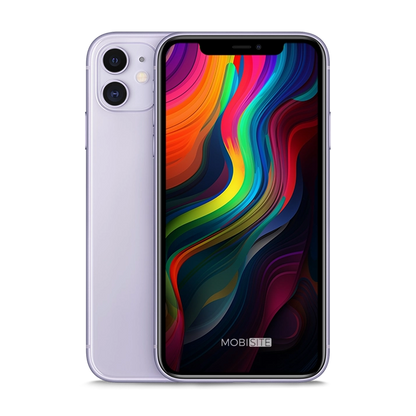 Refurbished iPhone 11 Paars, voorkant en achterkant