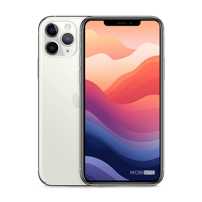 Refurbished iPhone 11 Pro Max Zilver, voorkant en achterkant
