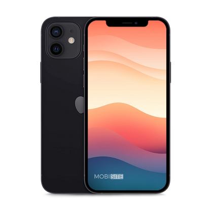 Refurbished iPhone 12 mini Zwart, voorkant en achterkant