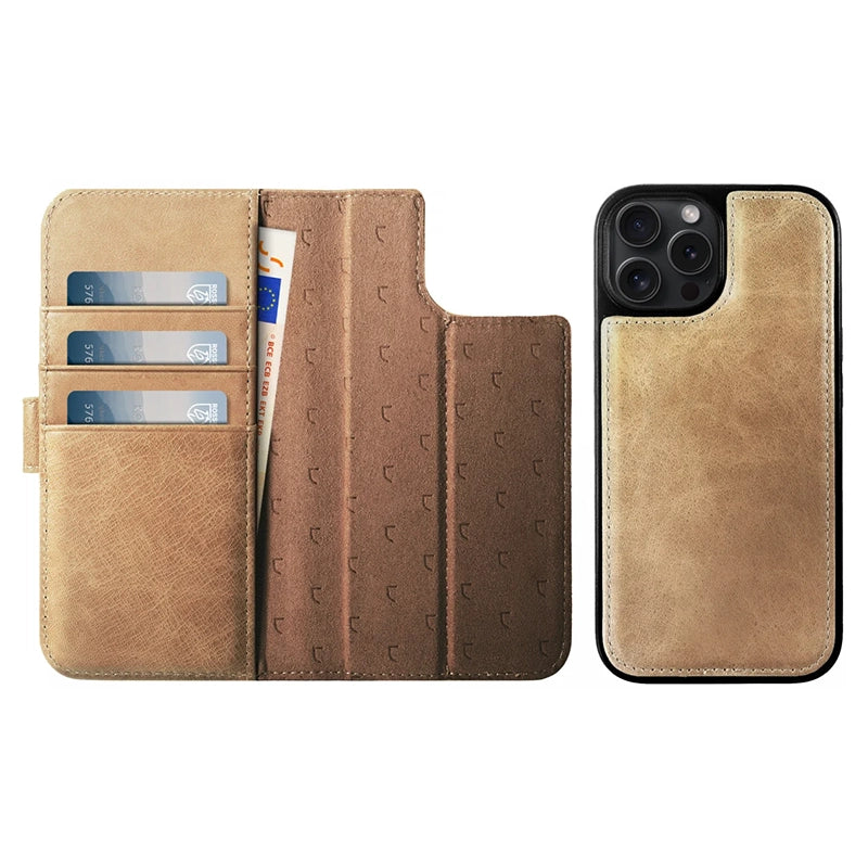 Prestige Echt Leren iPhone Book Case - Lichtbruin