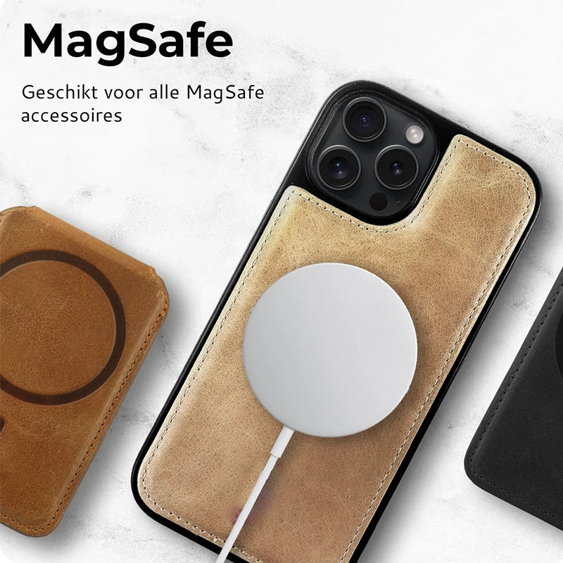 Prestige Echt Leren iPhone Book Case - Lichtbruin