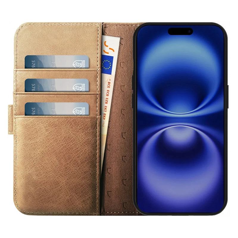 Prestige Echt Leren iPhone Book Case - Lichtbruin