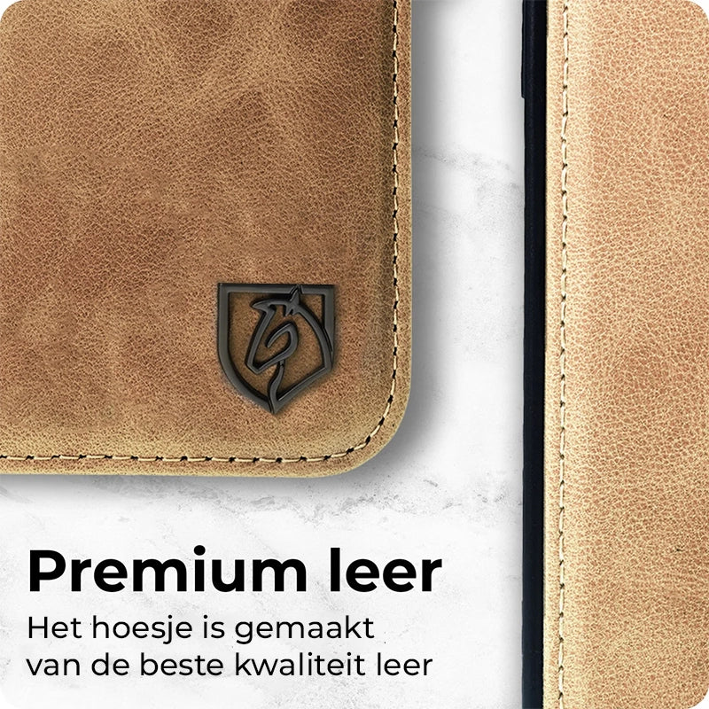 Prestige Echt Leren iPhone Book Case - Lichtbruin