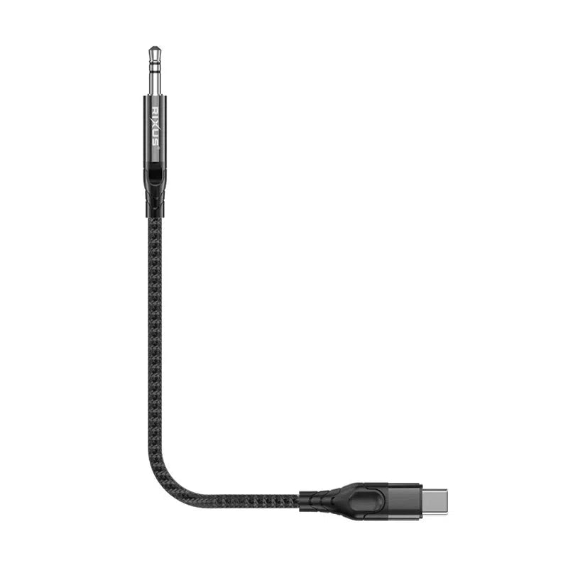 Rixus 3.5mm AUX naar USB-C - Gevlochten textiel - 1,2 meter