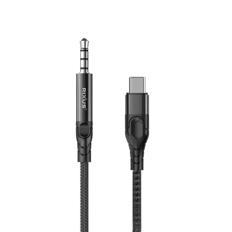 Rixus 3.5mm AUX naar USB-C - Gevlochten textiel - 1,2 meter