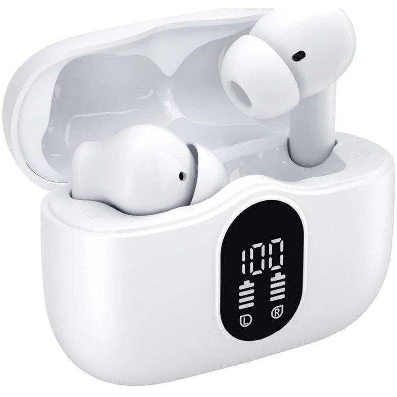 SBG Draadloze Oordopjes Noise Cancelling Bluetooth met Display Wit