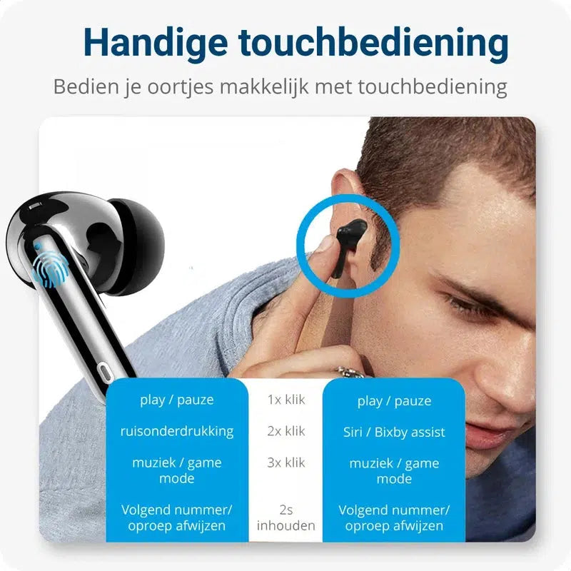 SBG Draadloze Oordopjes Noise Cancelling Bluetooth met Display Zwart