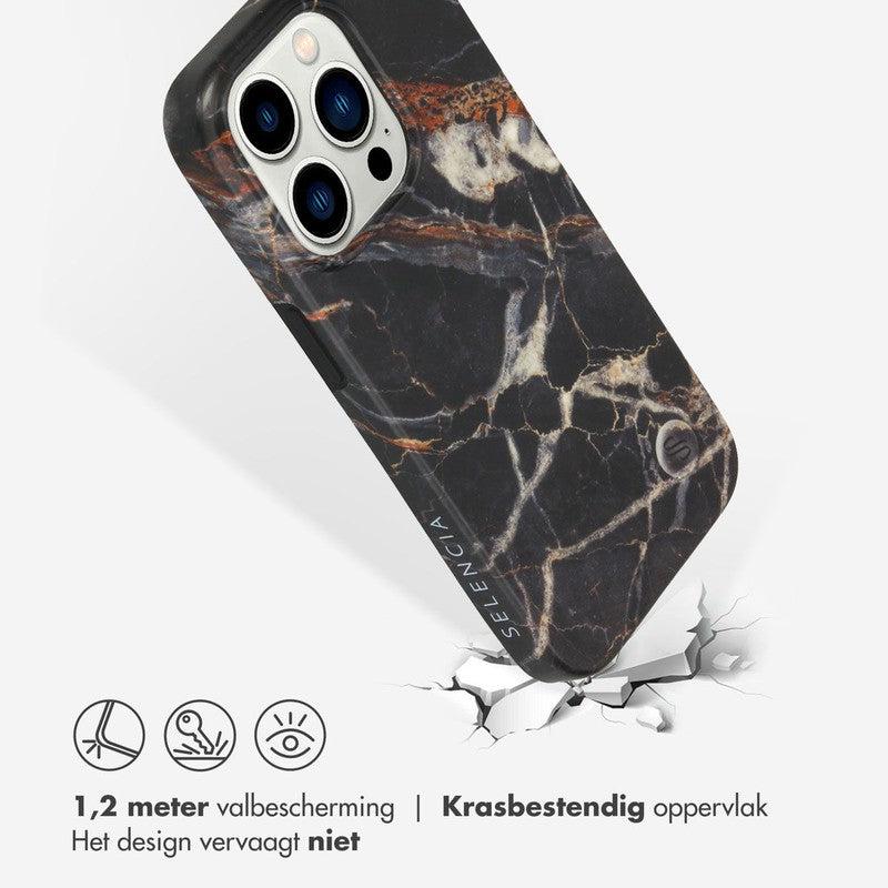 Selencia Aurora Fashion Backcover - Duurzaam hoesje - 100% gerecycled - Zwart Marmer