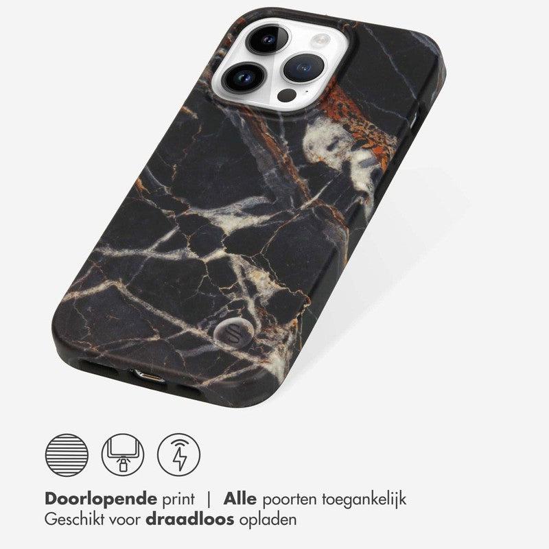 Selencia Aurora Fashion Backcover - Duurzaam hoesje - 100% gerecycled - Zwart Marmer