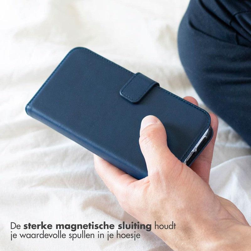 Selencia Echt Lederen Bookcase voor iPhone - Blauw