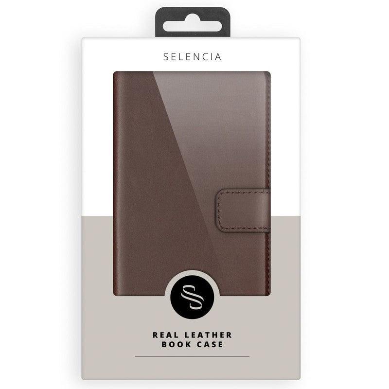 Selencia Echt Lederen Bookcase voor iPhone - Bruin