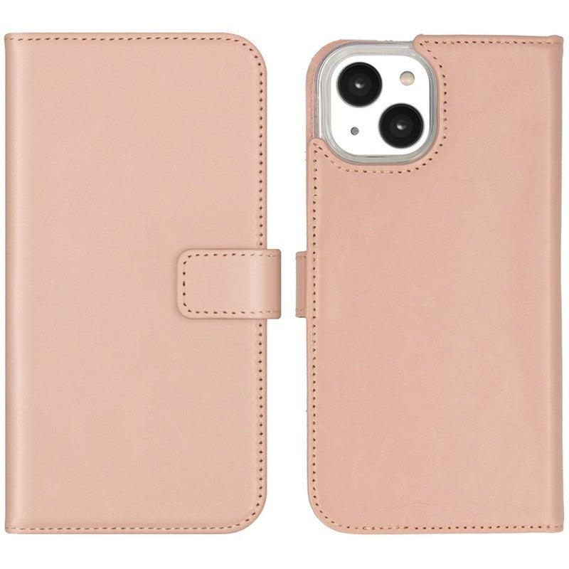 Selencia Echt Lederen Bookcase voor iPhone - Dusty Pink