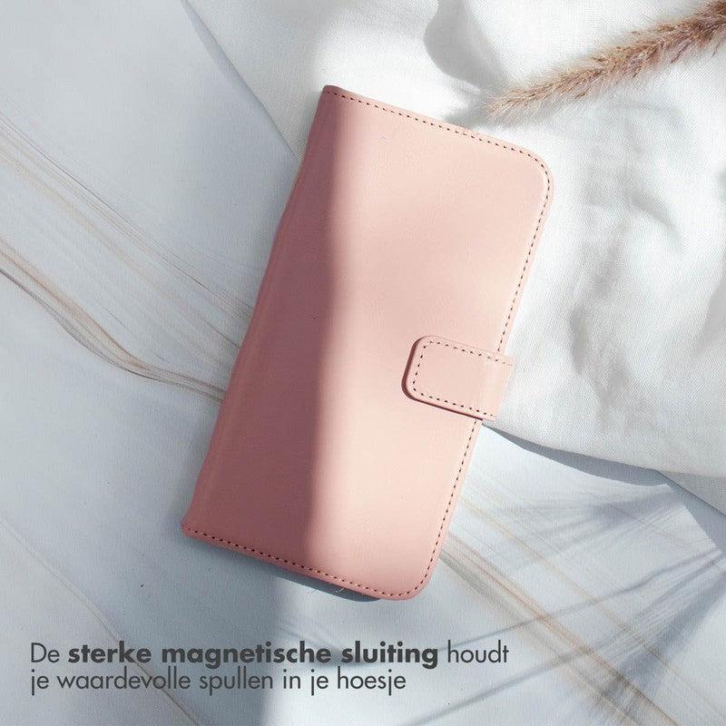 Selencia Echt Lederen Bookcase voor iPhone - Dusty Pink