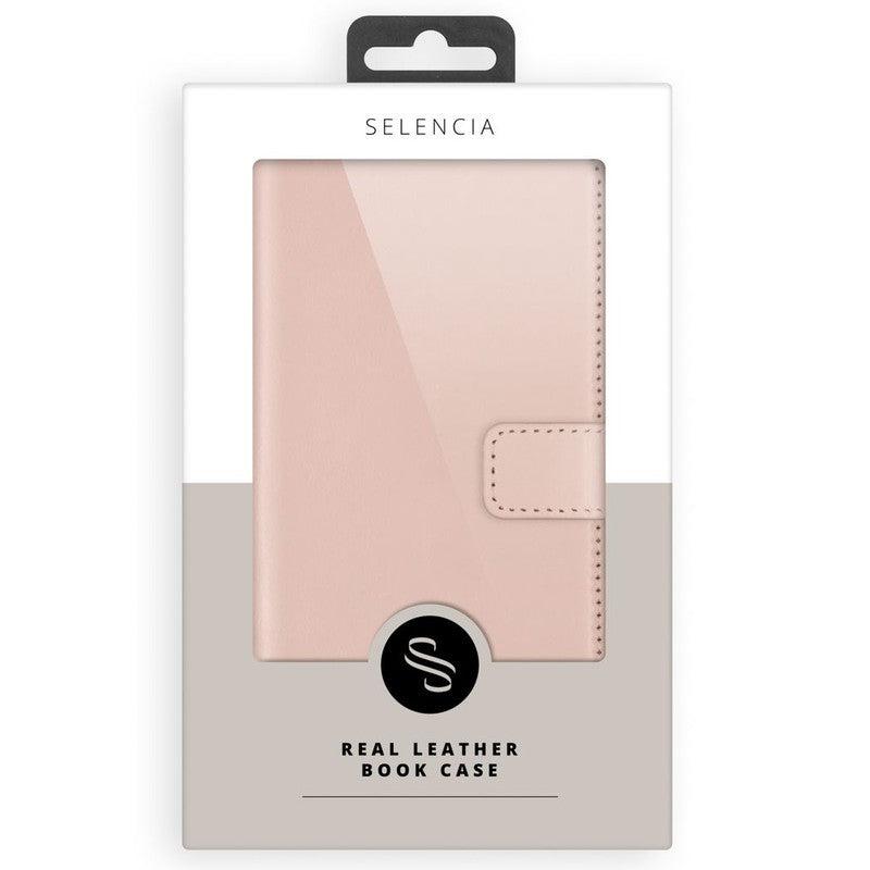 Selencia Echt Lederen Bookcase voor iPhone - Dusty Pink