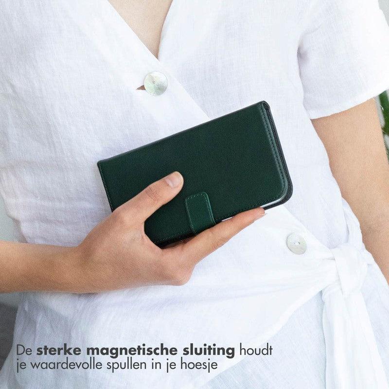 Selencia Echt Lederen Bookcase voor iPhone - Groen