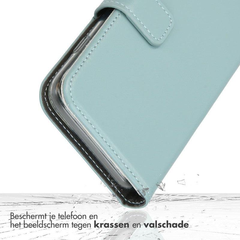 Selencia Echt Lederen Bookcase voor iPhone - Lichtblauw