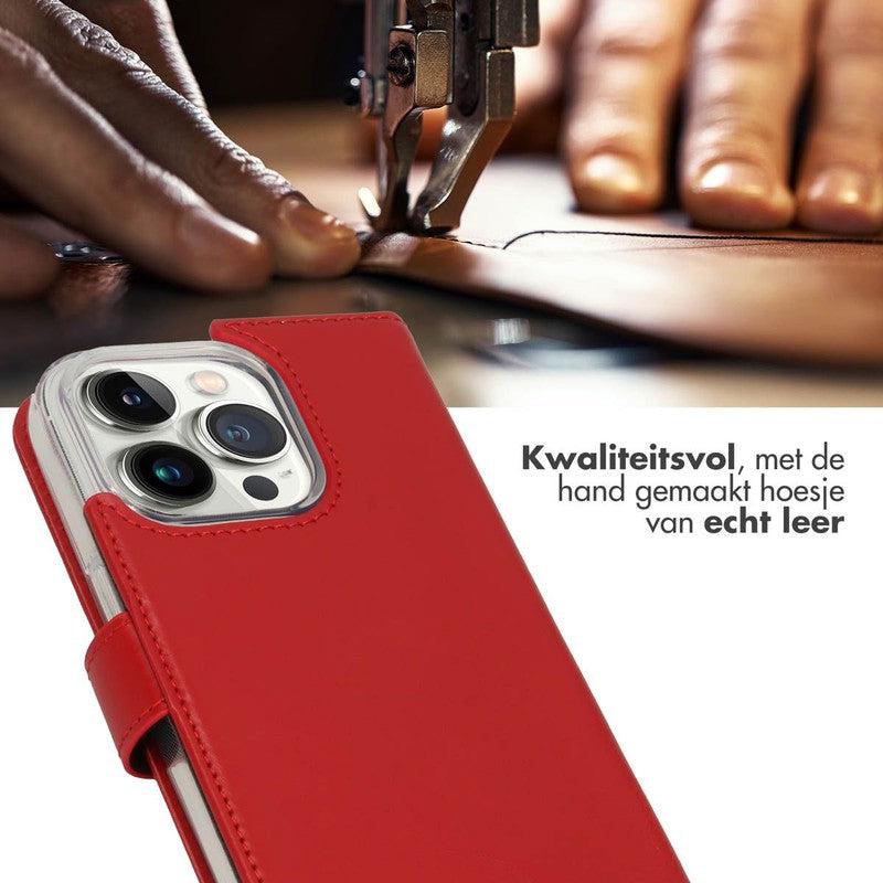 Selencia Echt Lederen Bookcase voor iPhone - Rood