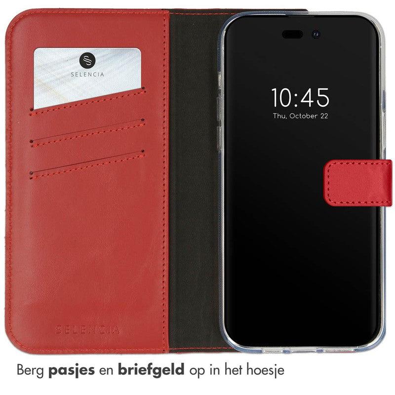 Selencia Echt Lederen Bookcase voor iPhone - Rood