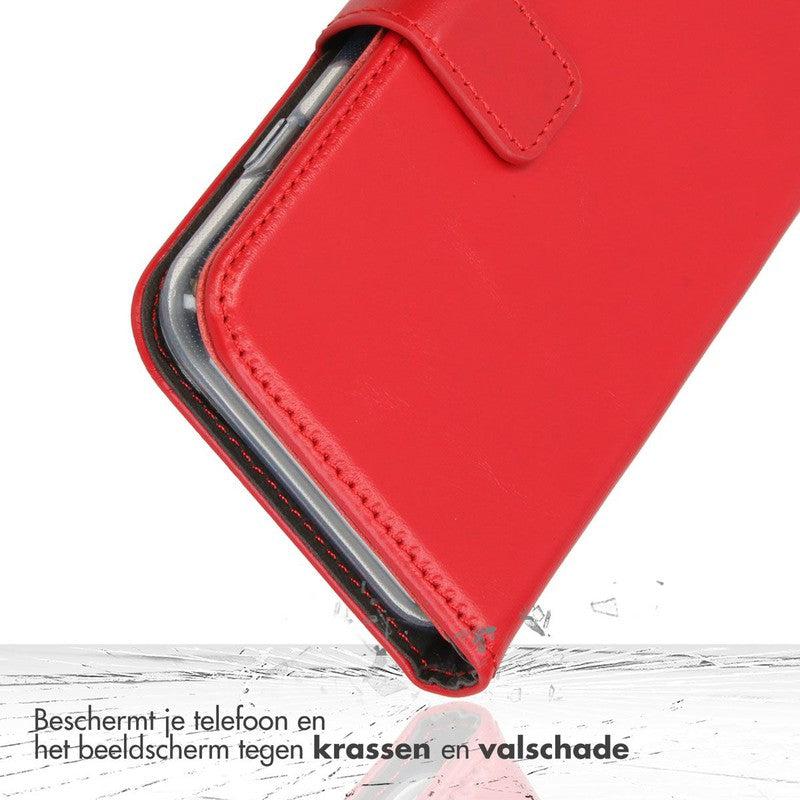 Selencia Echt Lederen Bookcase voor iPhone - Rood