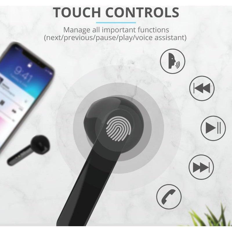 Trust Primo Touch Wireless Bluetooth Earphones Zwart