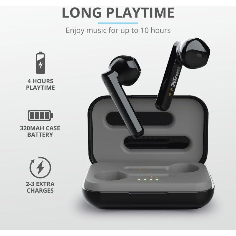 Trust Primo Touch Wireless Bluetooth Earphones Zwart