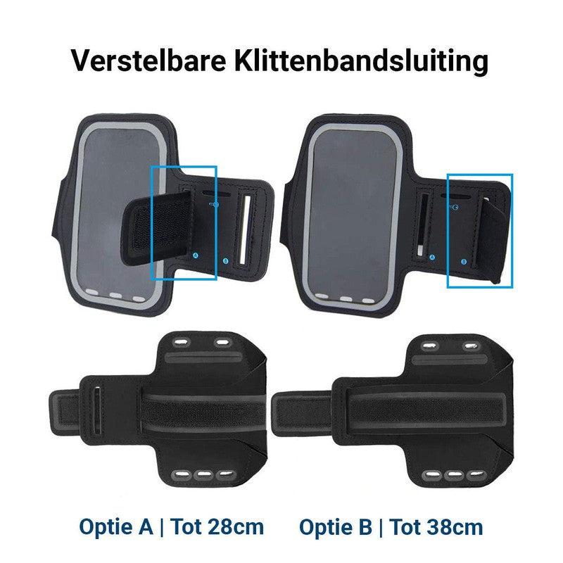 Universele Hardloop Armband en Sporthoesje voor Telefoons Groot Zwart