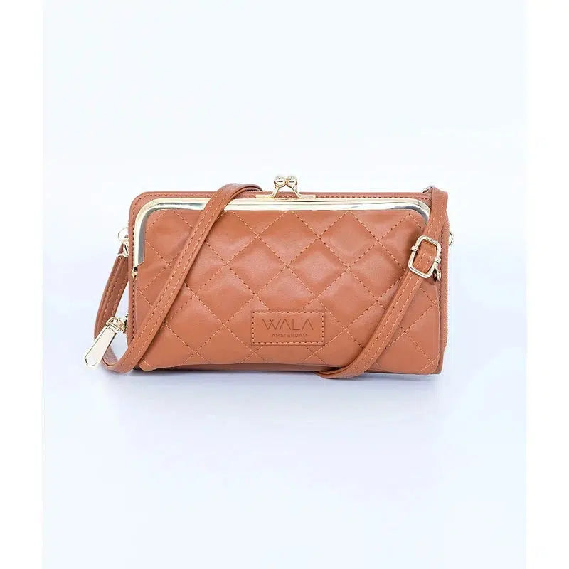 WALA AMSTERDAM® Julia Vegan Lederen Telefoontasje Crossbody - Bruin