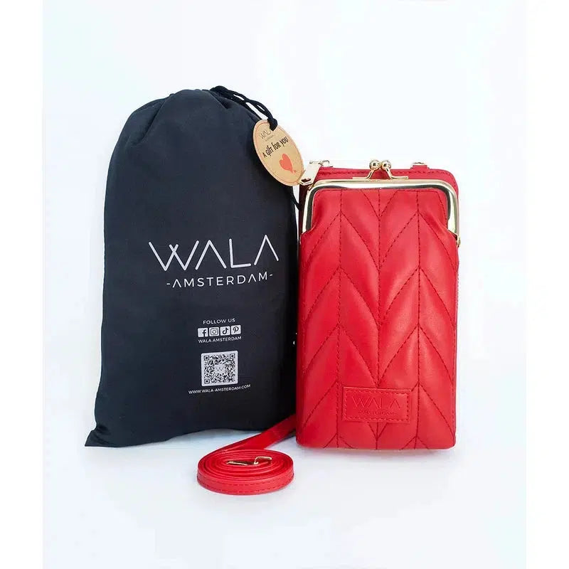 WALA AMSTERDAM® Vegan Lederen Telefoontasje Crossbody - Rood