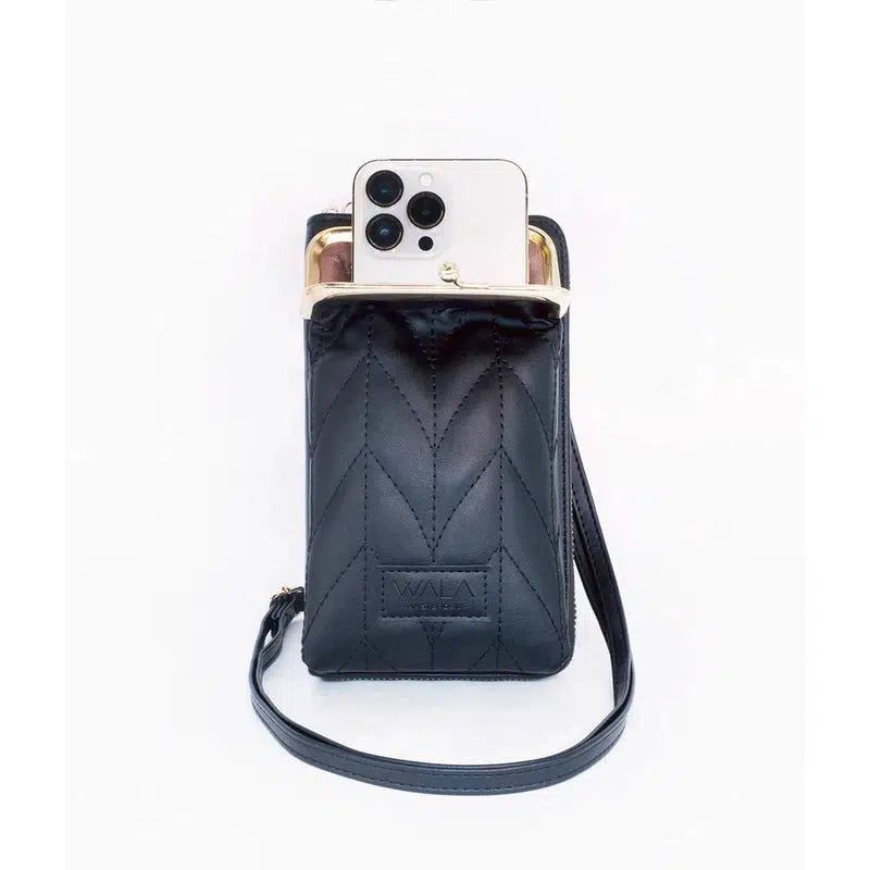 WALA AMSTERDAM® Vegan Lederen Telefoontasje Crossbody - Zwart