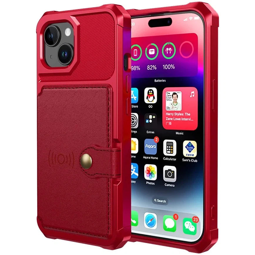 Apple iPhone 15 Plus 3 in 1 Back Cover Portemonnee Hoesje Rood