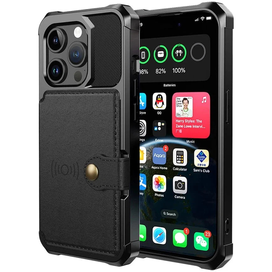 Apple iPhone 15 Pro Max 3 in 1 Back Cover Portemonnee Hoesje Zwart