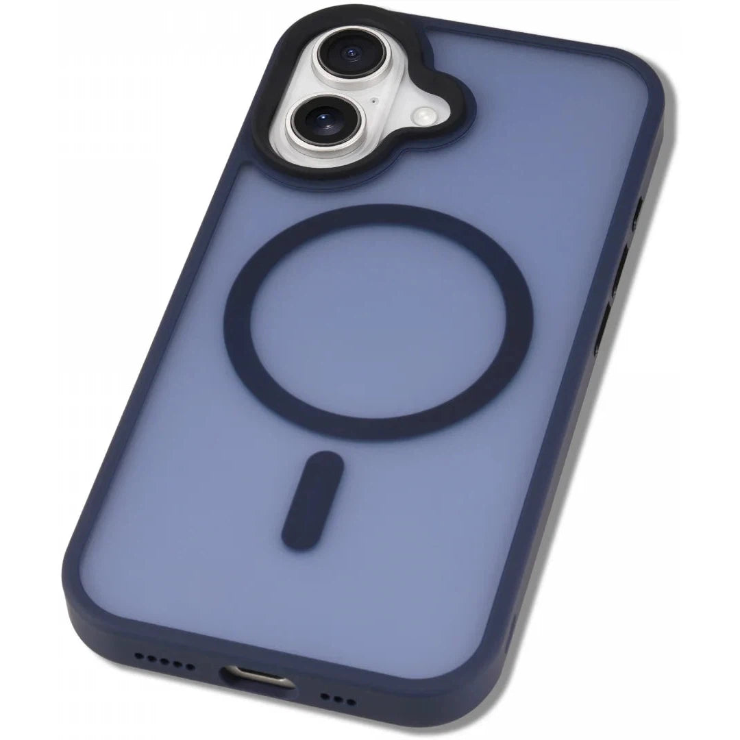 Apple iPhone 16 Hoesje met MagSafe Back Cover Matte Blauw